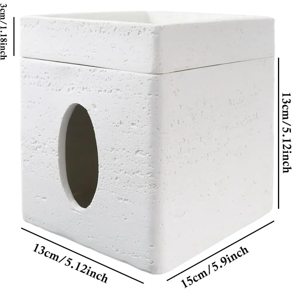 Hymmah Tray Tissue Box Cover Holder Unique Cube Design Tissue Dispenser-White